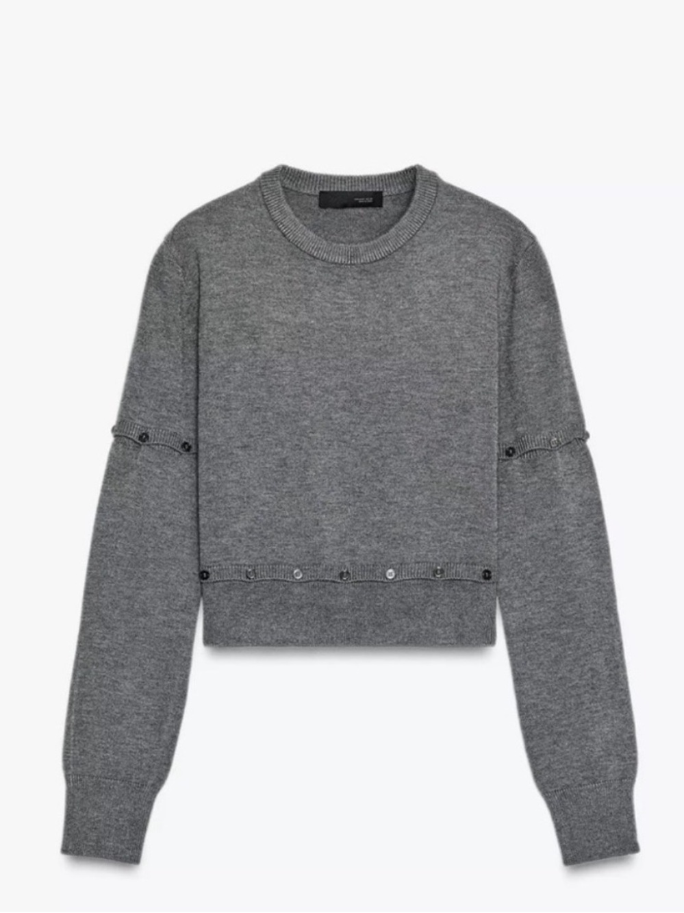 Zara cropped grey sweater with buttons